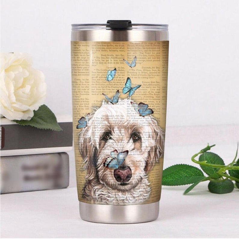 Goldendoodle Dog Butterfly Newspaper Gift For Lover Day Travel Tumbler Goldendoodle Dog Butterfly Newspaper Gift For Lover Day Travel Tumbler