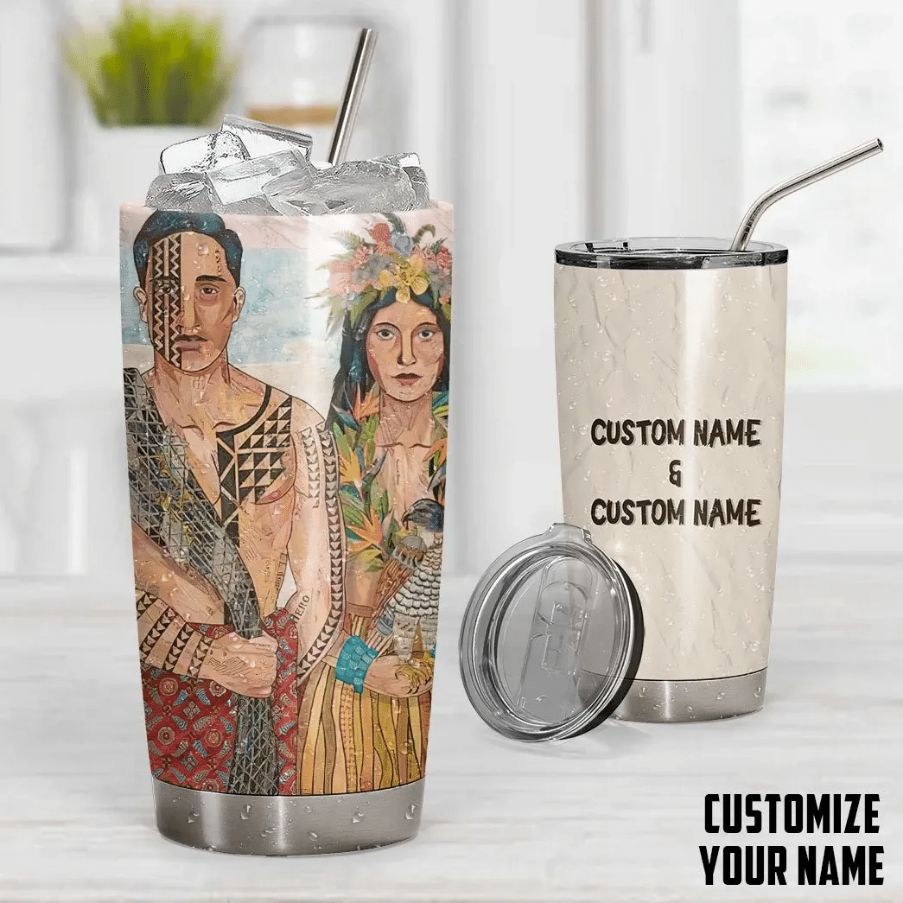 Hawaiian Couple Custom Name Gift For Lover Day Travel Tumbler Hawaiian Couple Custom Name Gift For Lover Day Travel Tumbler