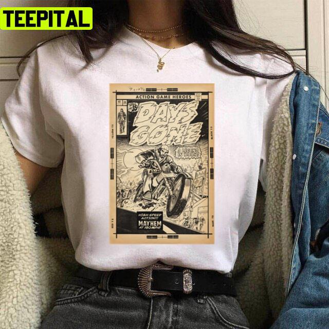 Mayhem At 180mph Days Gone Fan Art Comic Cover Line Art Unisex T-Shirt Mayhem At 180mph Days Gone Fan Art Comic Cover Line Art Unisex T-Shirt