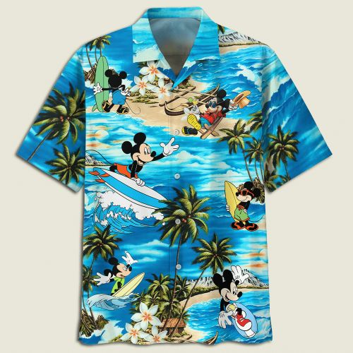 Mickey Mouse Flowers And Leaves Youth & Adult Hawaiian Shirt 1 PK12 Mickey Mouse Flowers And Leaves Youth & Adult Hawaiian Shirt 1 PK12