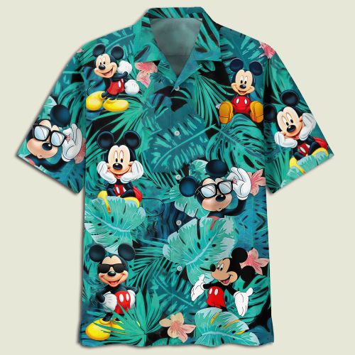 Mickey Mouse Flowers And Leaves Youth & Adult Hawaiian Shirt PK12 Mickey Mouse Flowers And Leaves Youth & Adult Hawaiian Shirt PK12