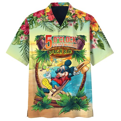 Mickey Mouse It's 5 O'clock Somewhere Youth & Adult Hawaiian Shirt PK12 Mickey Mouse It's 5 O'clock Somewhere Youth & Adult Hawaiian Shirt PK12
