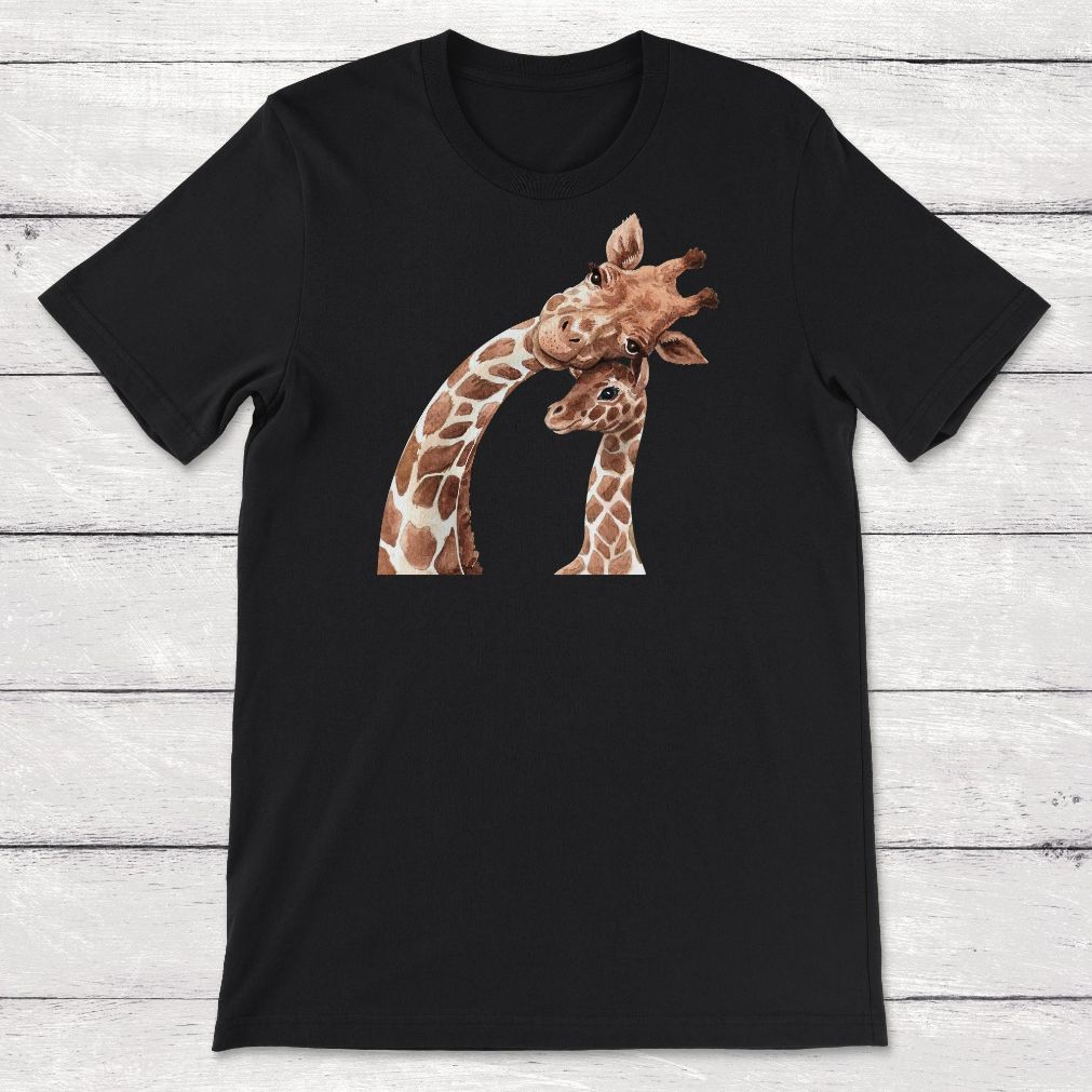 Mother And Baby Animals Watercolor Giraffe Mom And Giraffe Baby Unisex T-Shirt Mother And Baby Animals Watercolor Giraffe Mom And Giraffe Baby Unisex T-Shirt