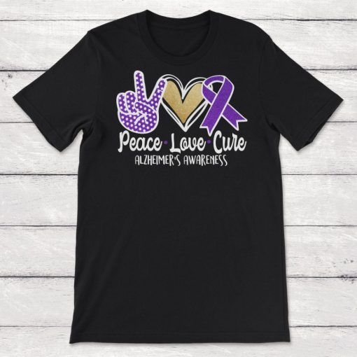 Peace Love Cure Alzheimers Awareness Unisex T-Shirt