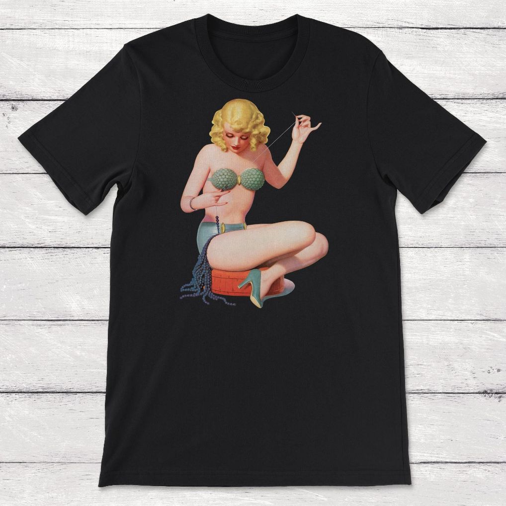 Pinup Girl Clipart Pin Up Girls Beaded Girl Unisex T-Shirt Pinup Girl Clipart Pin Up Girls Beaded Girl Unisex T-Shirt