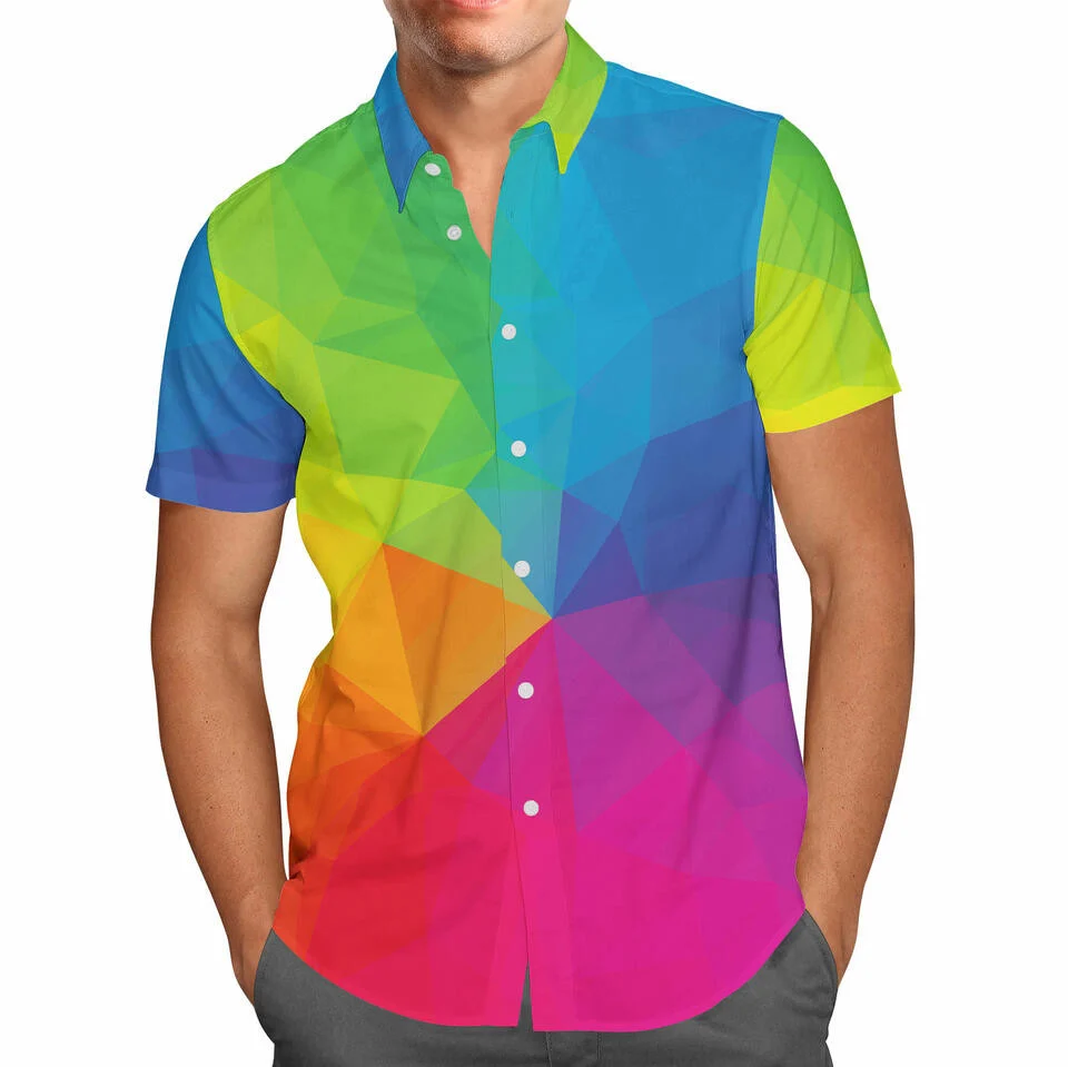 Rainbow Geometric Shapes Hawaii Shirt Rainbow Geometric Shapes Hawaii Shirt