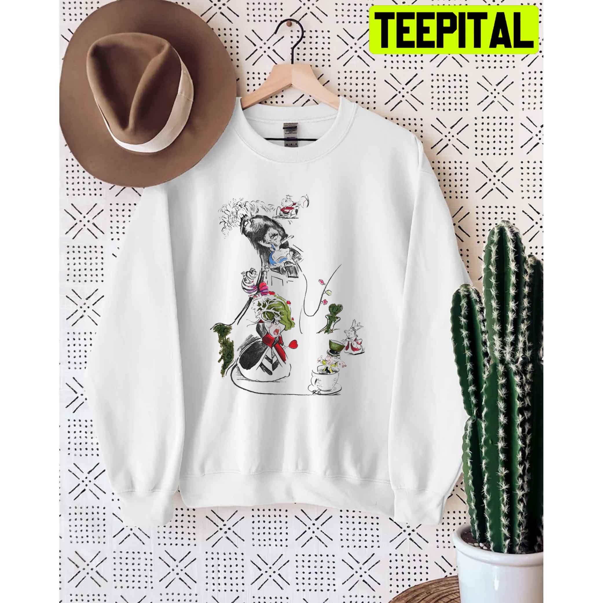 Story Lines Alice In Wonderland Characters Chiffon Top Unisex T-Shirt Story Lines Alice In Wonderland Characters Chiffon Top Unisex T-Shirt