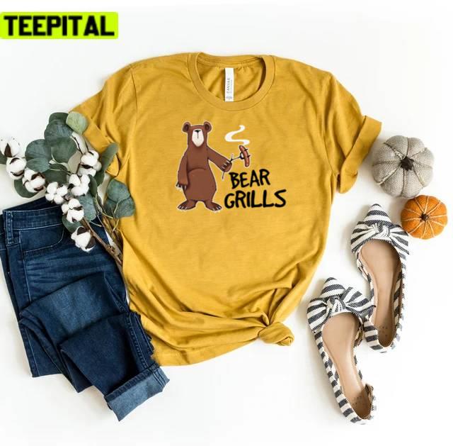 The Brown Bear Grills Graphic Design Unisex T-Shirt The Brown Bear Grills Graphic Design Unisex T-Shirt