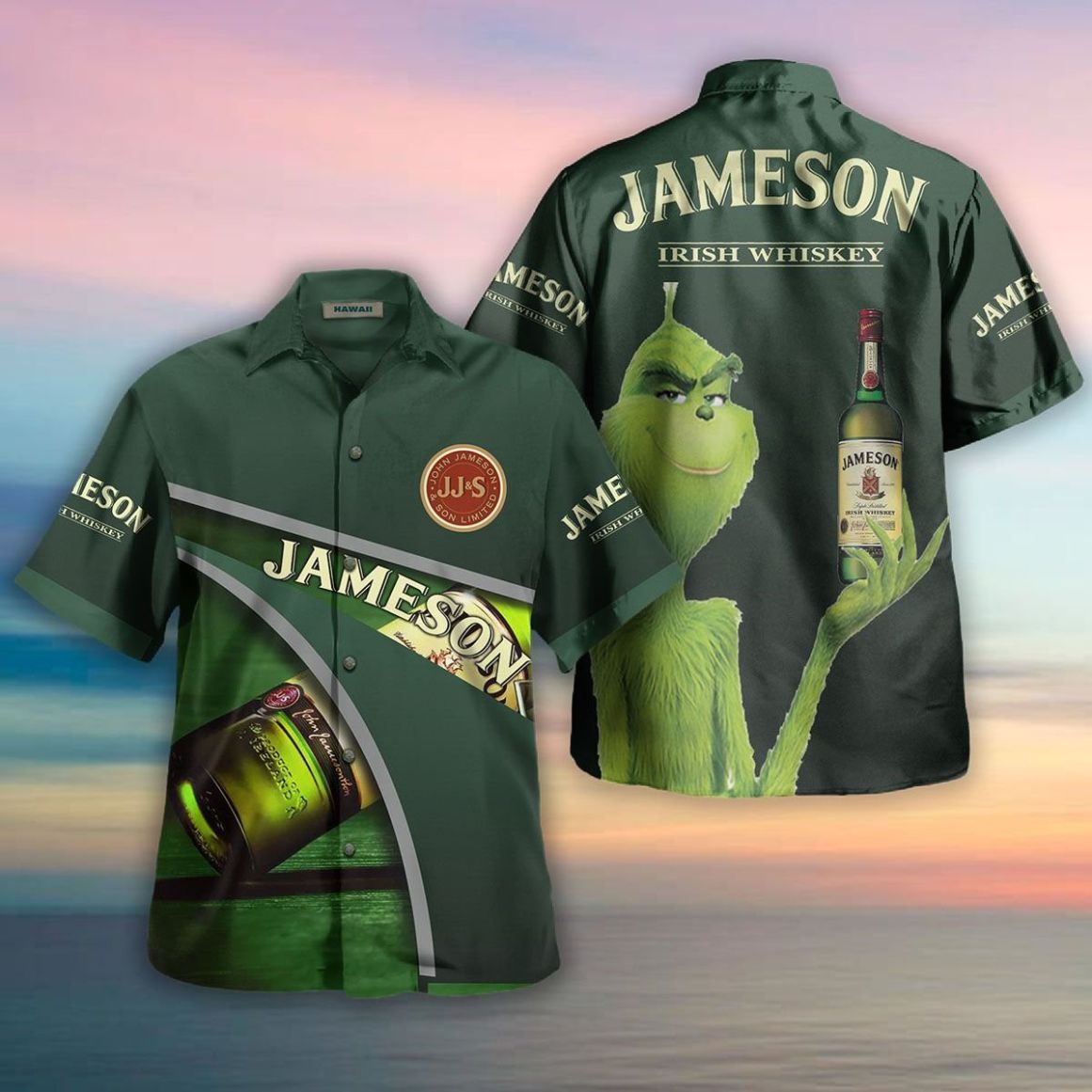 The Grinch Jameson Irish Whiskey Hawaiian Shirt PK12 The Grinch Jameson Irish Whiskey Hawaiian Shirt PK12