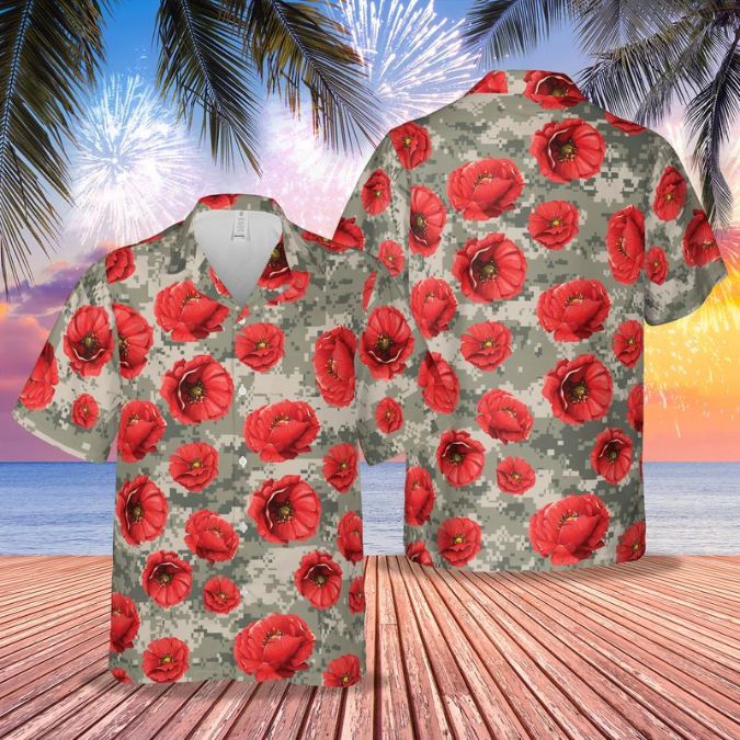 Usa Army Poppy Flower Hawaii Shirt HA33 Usa Army Poppy Flower Hawaii Shirt HA33