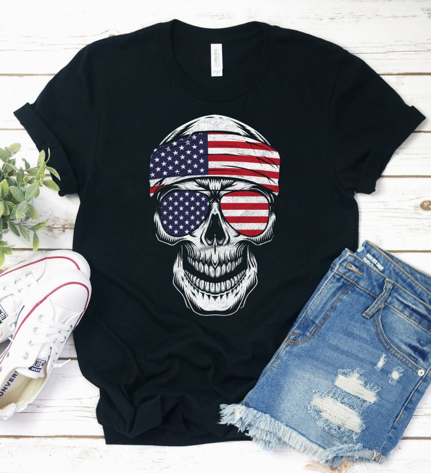 USA Skull Flag Shirt USA Skull Flag Shirt