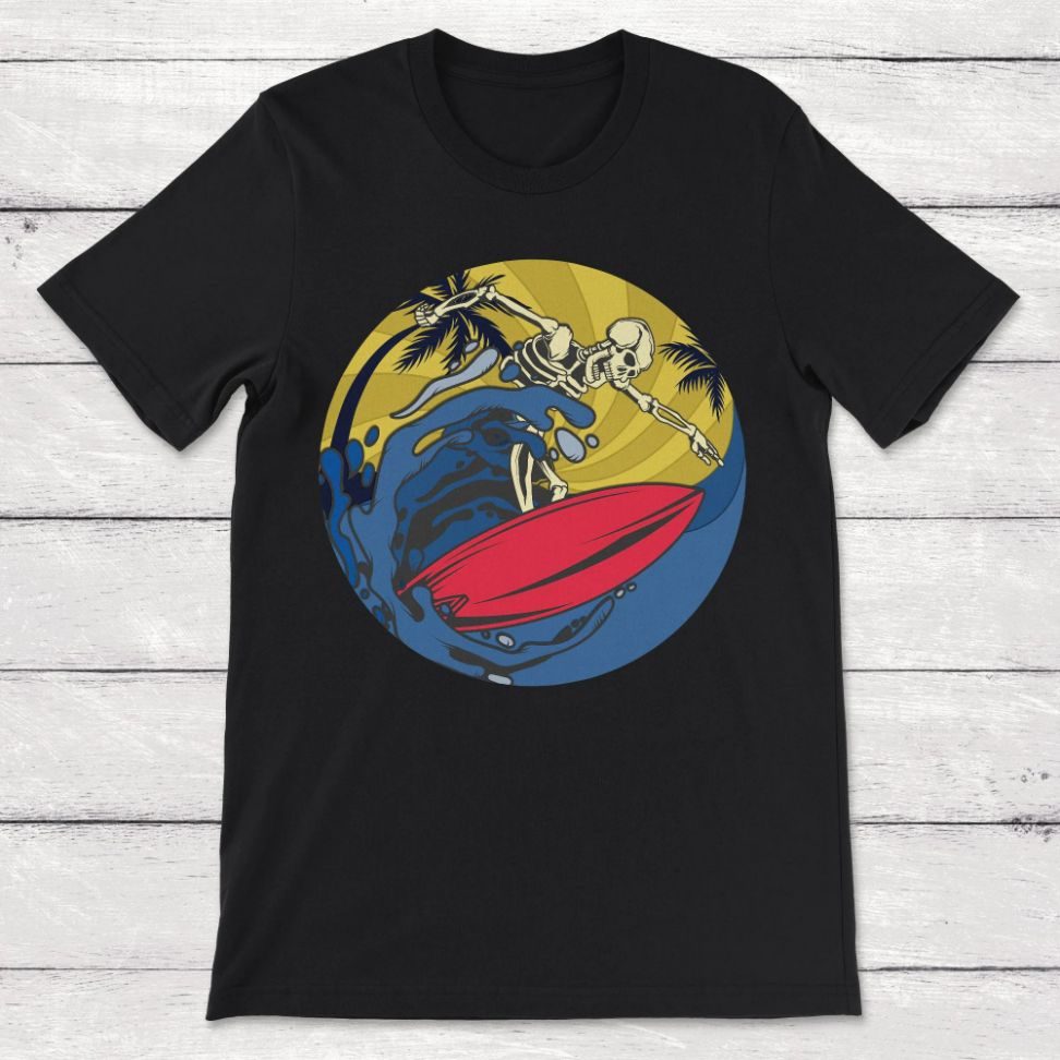 Vintage Sunrise Retro Sunset Skeleton Surfer T-Shirt Vintage Sunrise Retro Sunset Skeleton Surfer T-Shirt