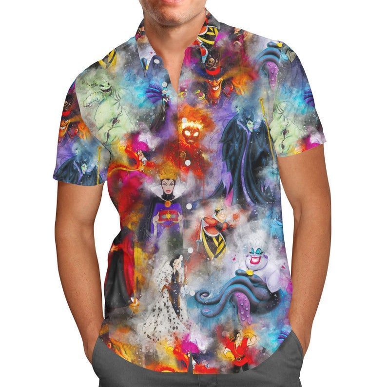 Watercolor Villains For men And Women Graphic Print Short Sleeve Hawaiian Casual Shirt Y97 Watercolor Villains For men And Women Graphic Print Short Sleeve Hawaiian Casual Shirt Y97