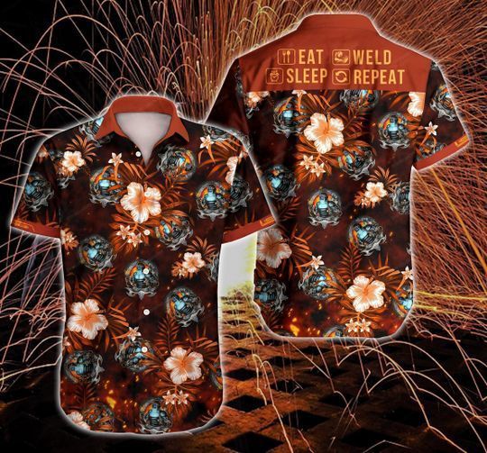 Welder Eat Sleep Weld Repeat Hawaiian Graphic Print Short Sleeve Hawaiian Casual Shirt N98 Welder Eat Sleep Weld Repeat Hawaiian Graphic Print Short Sleeve Hawaiian Casual Shirt N98