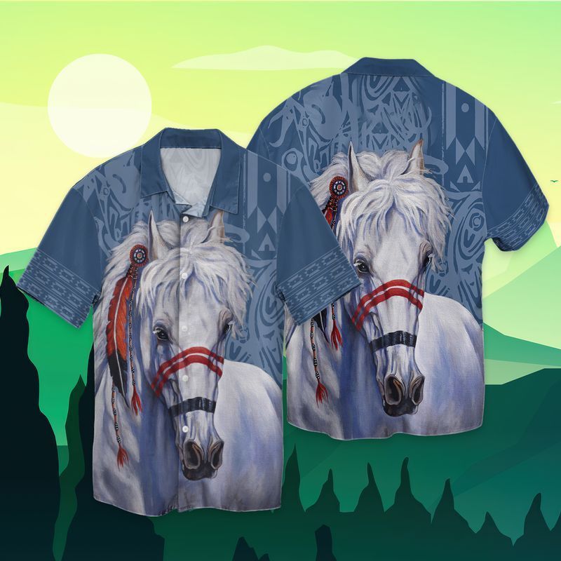 White Horse For Men And Women Graphic Print Short Sleeve Hawaiian Casual Shirt Y97 White Horse For Men And Women Graphic Print Short Sleeve Hawaiian Casual Shirt Y97