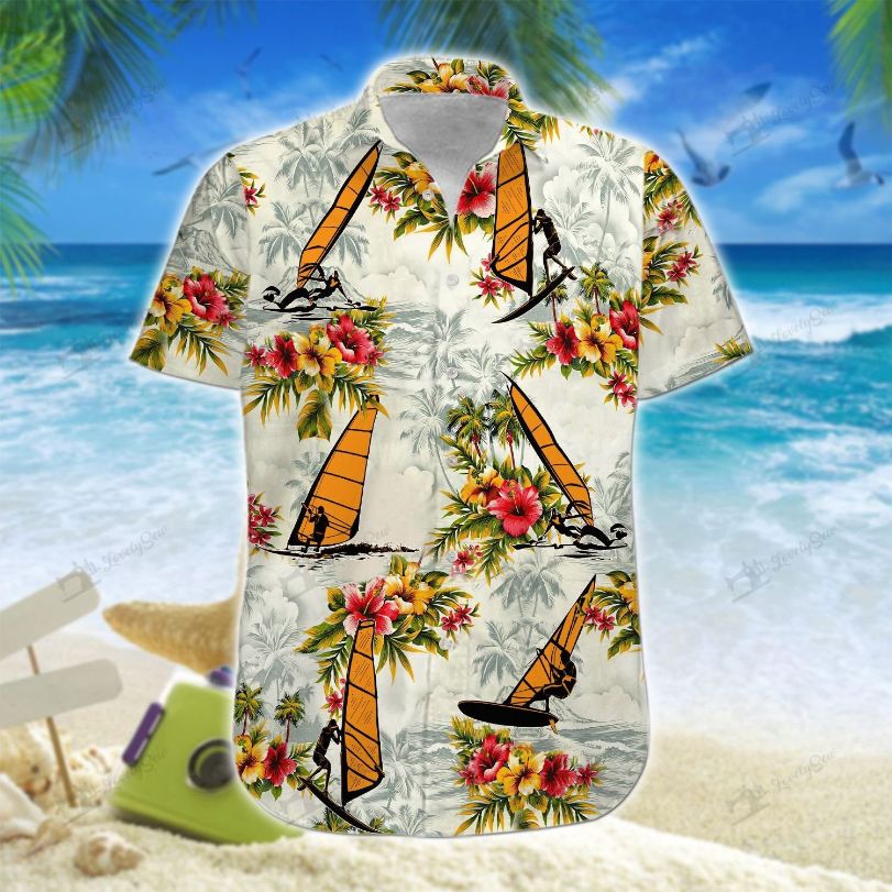 Windsurfing Flowers Hawaii Shirt HA33 Windsurfing Flowers Hawaii Shirt HA33