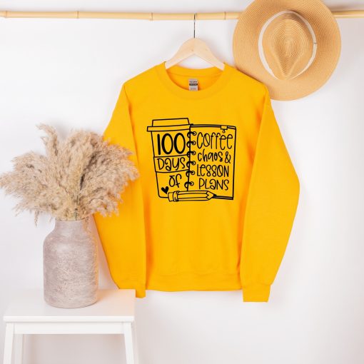 100th Day Of Coffee And Chaos Plans Back To School Unisex Sweatshirt