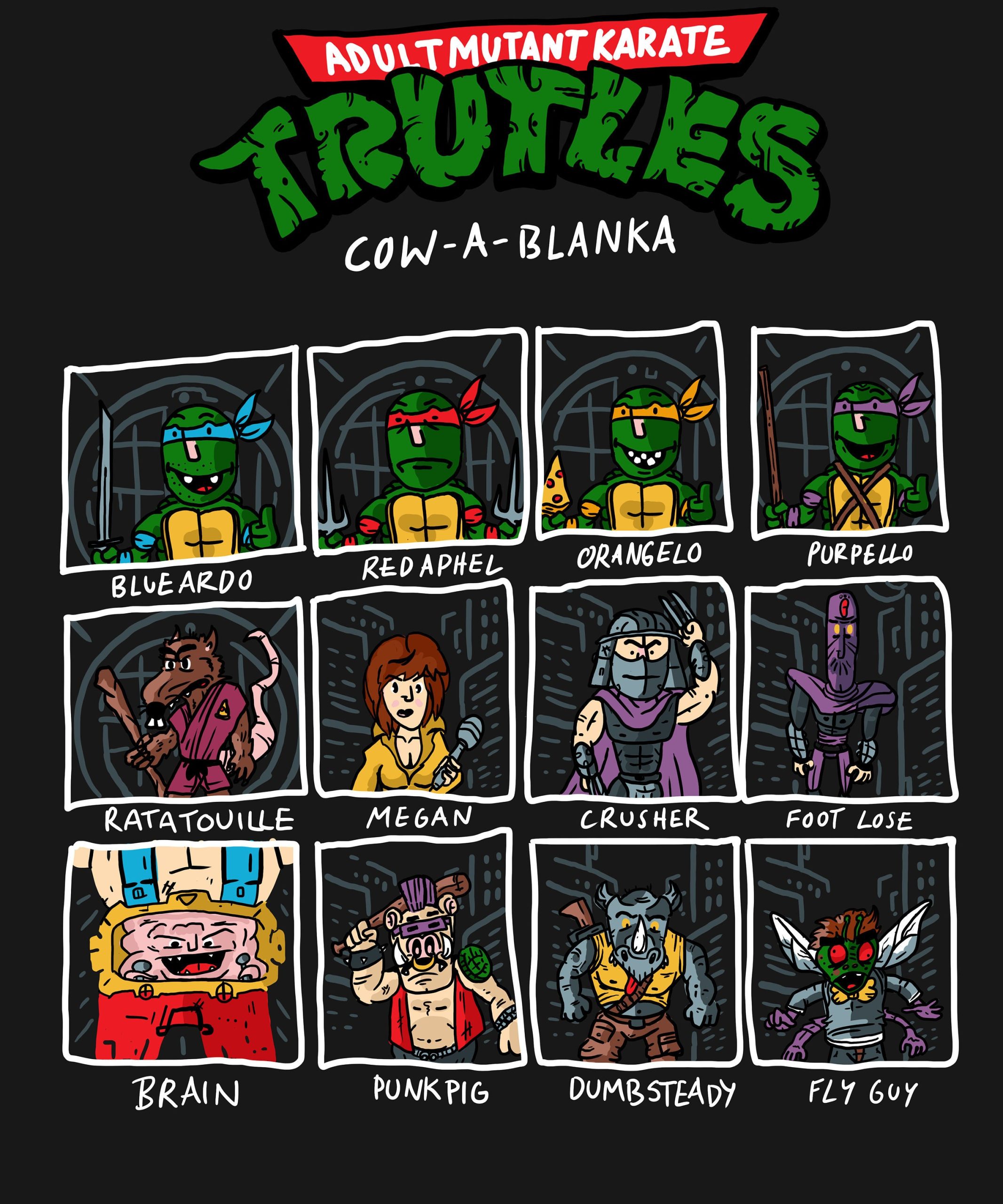 Adult Karate Turtles Cow A Blanka Unisex T-Shirt Adult Karate Turtles Cow A Blanka Unisex T-Shirt