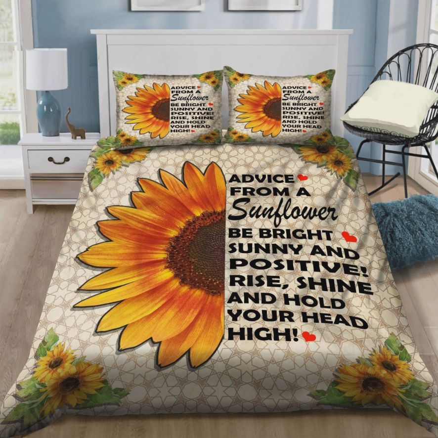 Advice From A Sunflower Be Bright Sunny And Positive Cotton Bedding Sets Advice From A Sunflower Be Bright Sunny And Positive Cotton Bedding Sets