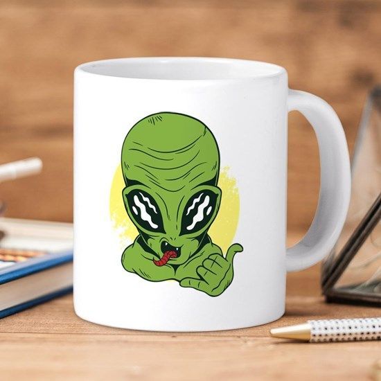 Alien Shaka Premium Sublime Ceramic Coffee Mug White Alien Shaka Premium Sublime Ceramic Coffee Mug White