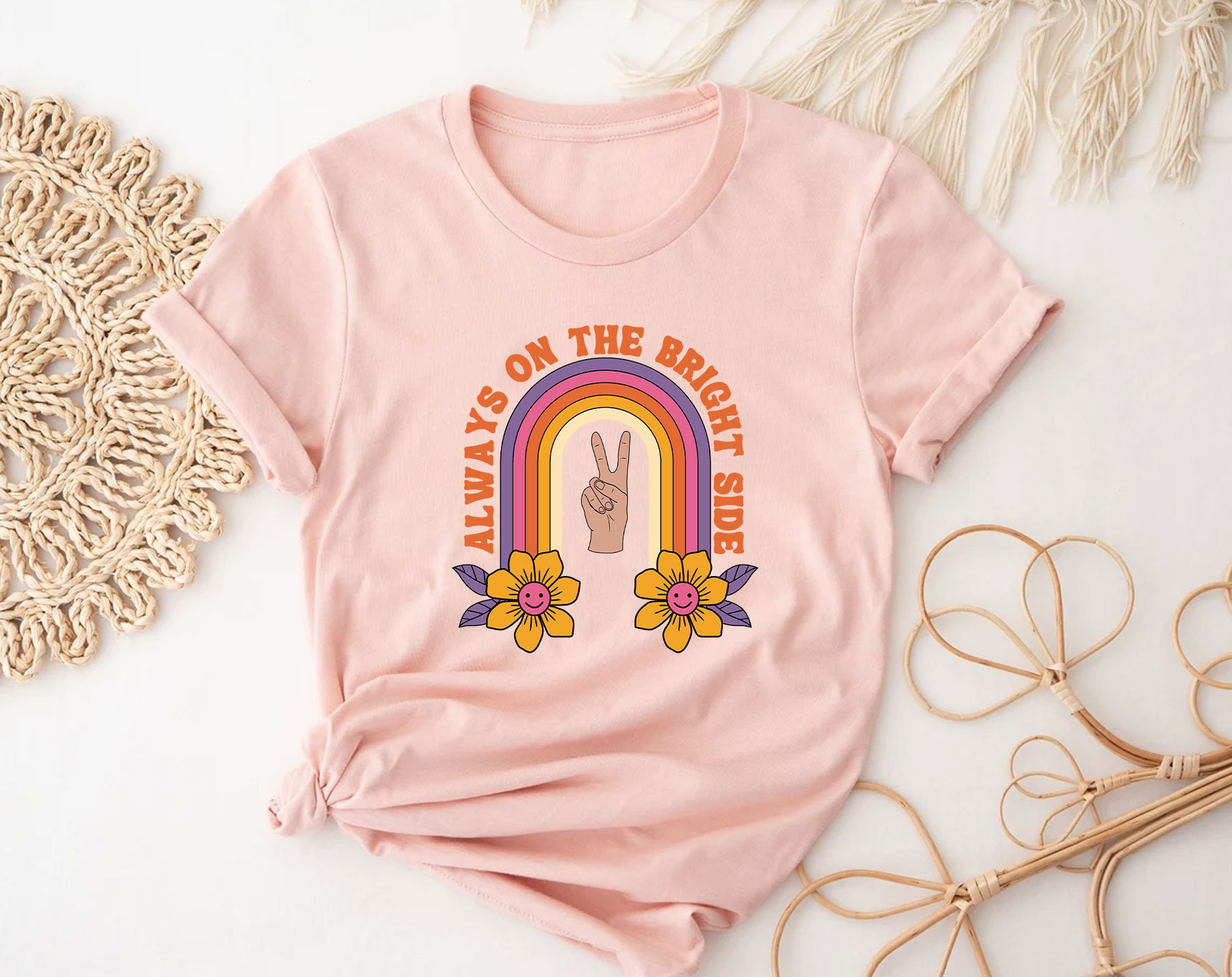 Always On The Bright Side Retro Peace Hippie Players Unisex T-Shirt Always On The Bright Side Retro Peace Hippie Players Unisex T-Shirt