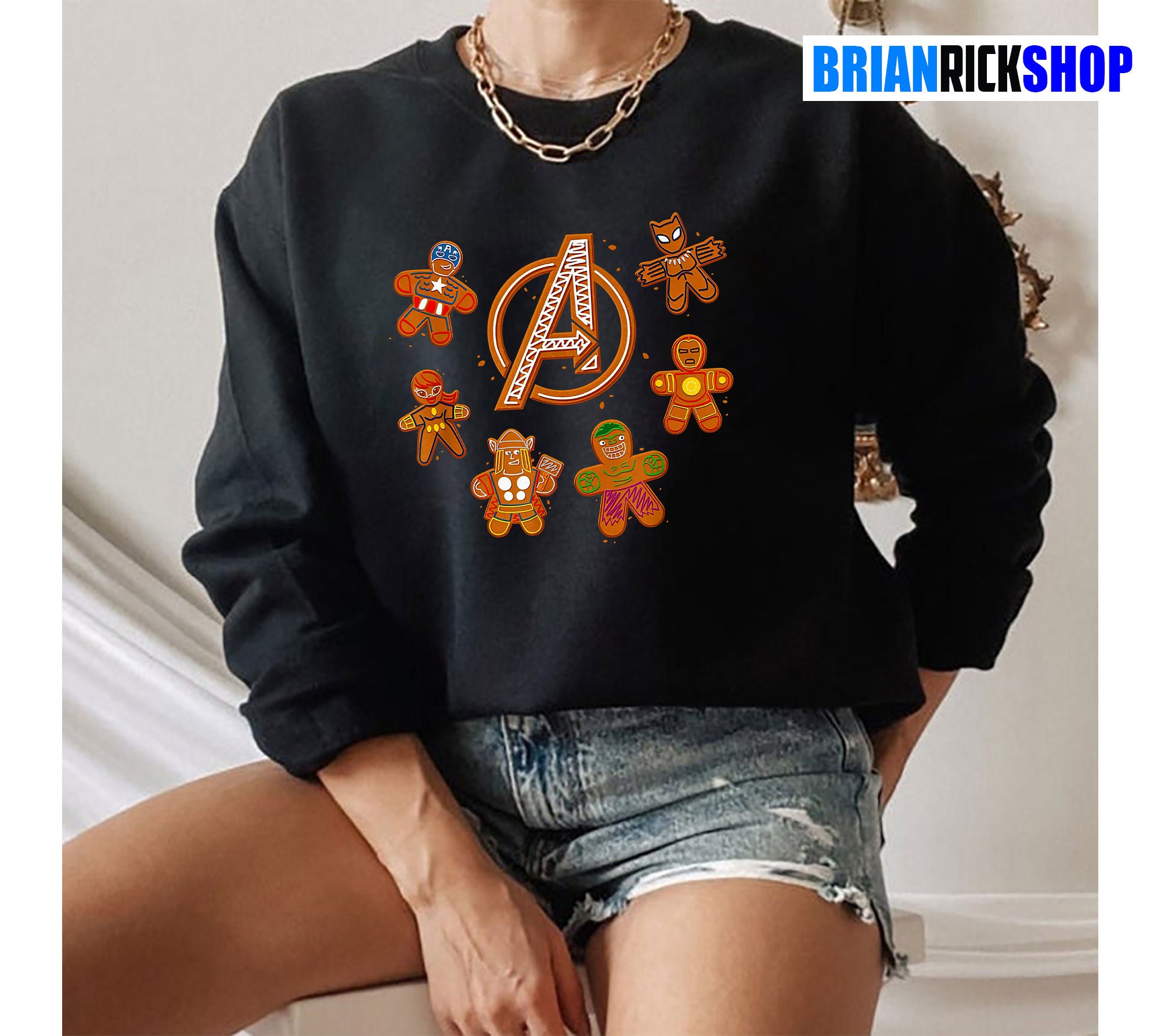 Avengers Christmas Marvel Gingerbread Cookie Unisex Sweatshirt Avengers Christmas Marvel Gingerbread Cookie Unisex Sweatshirt