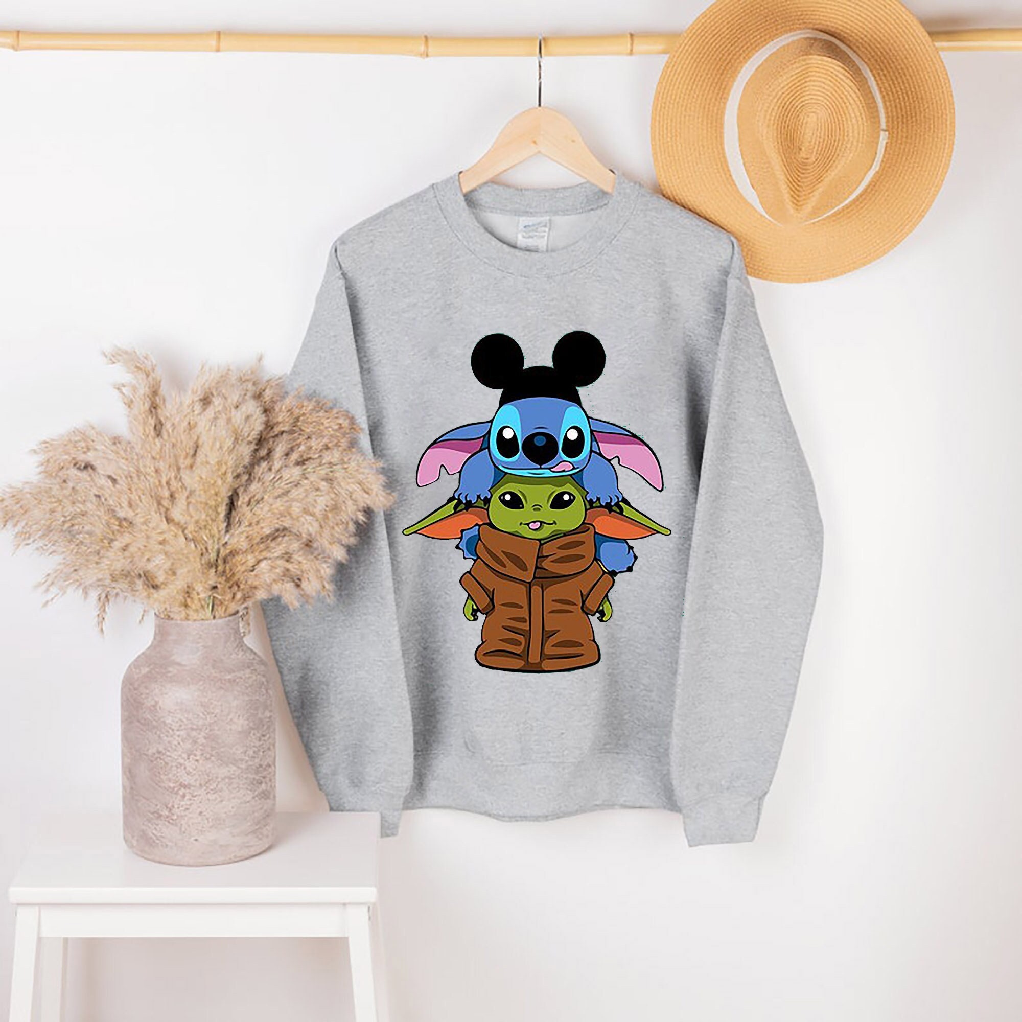 Baby Yoda And Stitch Disney Unisex Sweatshirt Baby Yoda And Stitch Disney Unisex Sweatshirt