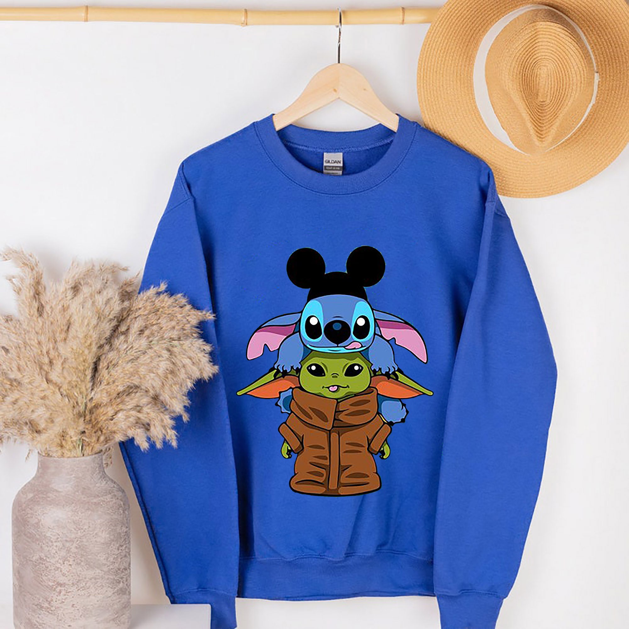 Baby Yoda And Stitch Disney Unisex Sweatshirt Baby Yoda And Stitch Disney Unisex Sweatshirt