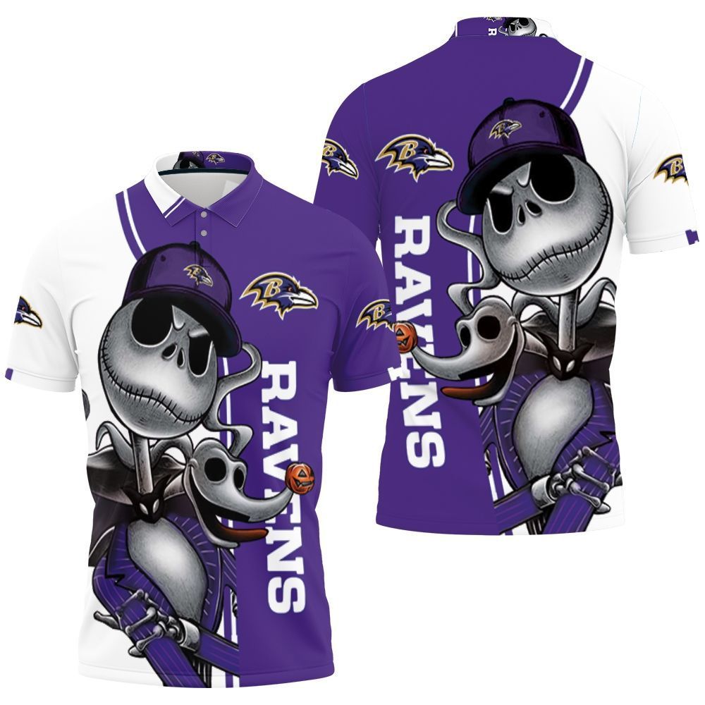 Baltimore Ravens Jack Skellington And Zero Polo Shirt All Over Print Shirt 3d T-shirt Baltimore Ravens Jack Skellington And Zero Polo Shirt All Over Print Shirt 3d T-shirt