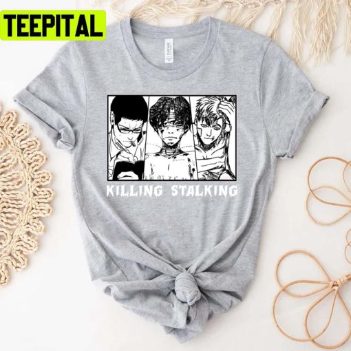 Black And White Korean Manhwa Characters Design Killing Stalking Unisex T-Shirt