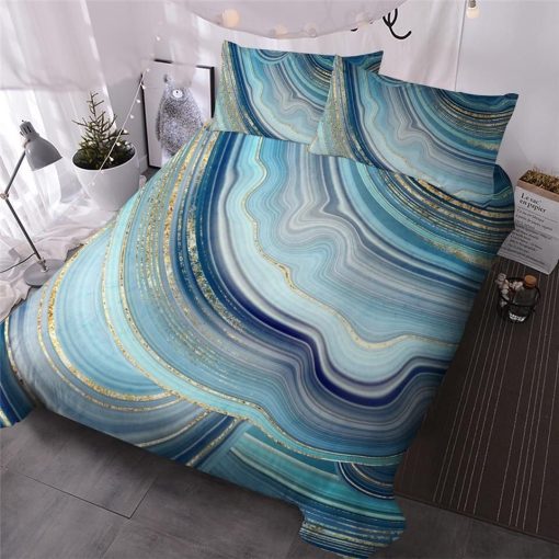 Blues Gold Marble Cotton Bedding Sets