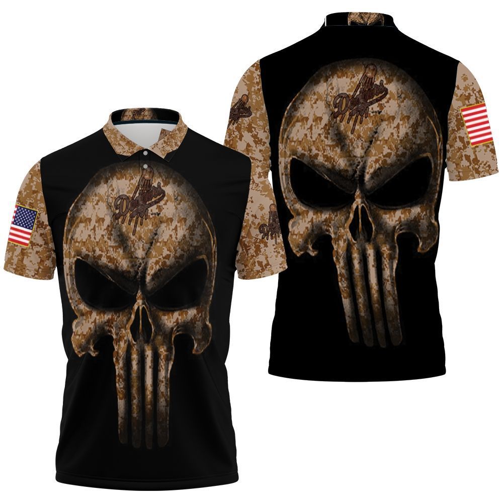 Camouflage Skull Dodgers American Flag Polo Shirt All Over Print Shirt 3d T-shirt Camouflage Skull Dodgers American Flag Polo Shirt All Over Print Shirt 3d T-shirt