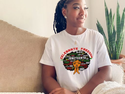 Celebrate Freedom Melanin Girl Independence Day Black Girl Juneteenth Unisex T-Shirt