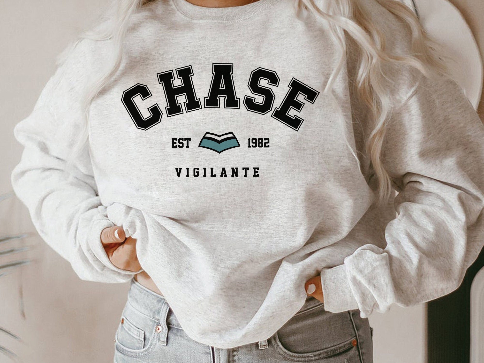 Chase Vigilante Crewneck Est 1982 Peacemaker Unisex Sweatshirt Chase Vigilante Crewneck Est 1982 Peacemaker Unisex Sweatshirt