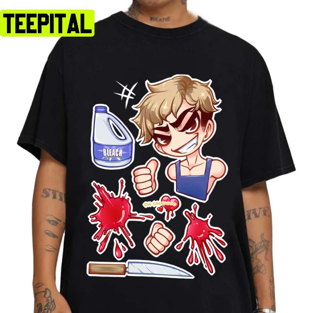 Chibi Art Of Sangwoo Cleanup Killing Stalking Unisex T-Shirt Chibi Art Of Sangwoo Cleanup Killing Stalking Unisex T-Shirt