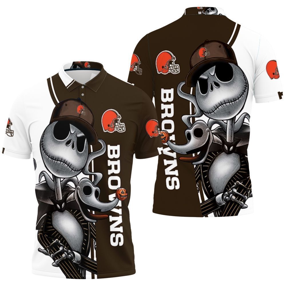 Cleveland Browns Jack Skellington And Zero Polo Shirt All Over Print Shirt 3d T-shirt Cleveland Browns Jack Skellington And Zero Polo Shirt All Over Print Shirt 3d T-shirt