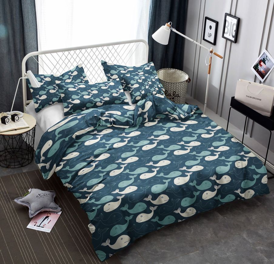 Cute Cartoon Whales Pattern Cotton Bedding Sets Cute Cartoon Whales Pattern Cotton Bedding Sets