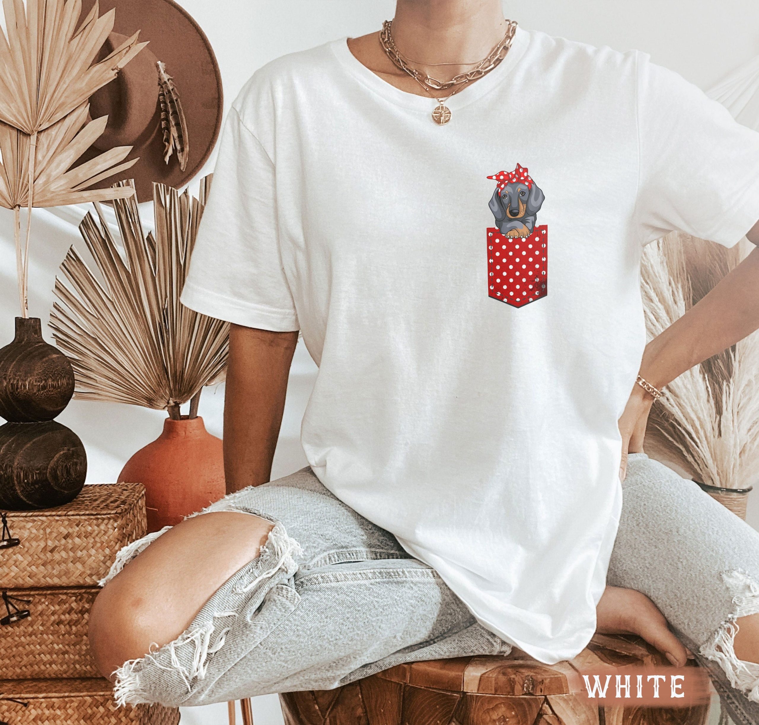 Cute Dachshund Pocket Unisex T-Shirt Cute Dachshund Pocket Unisex T-Shirt