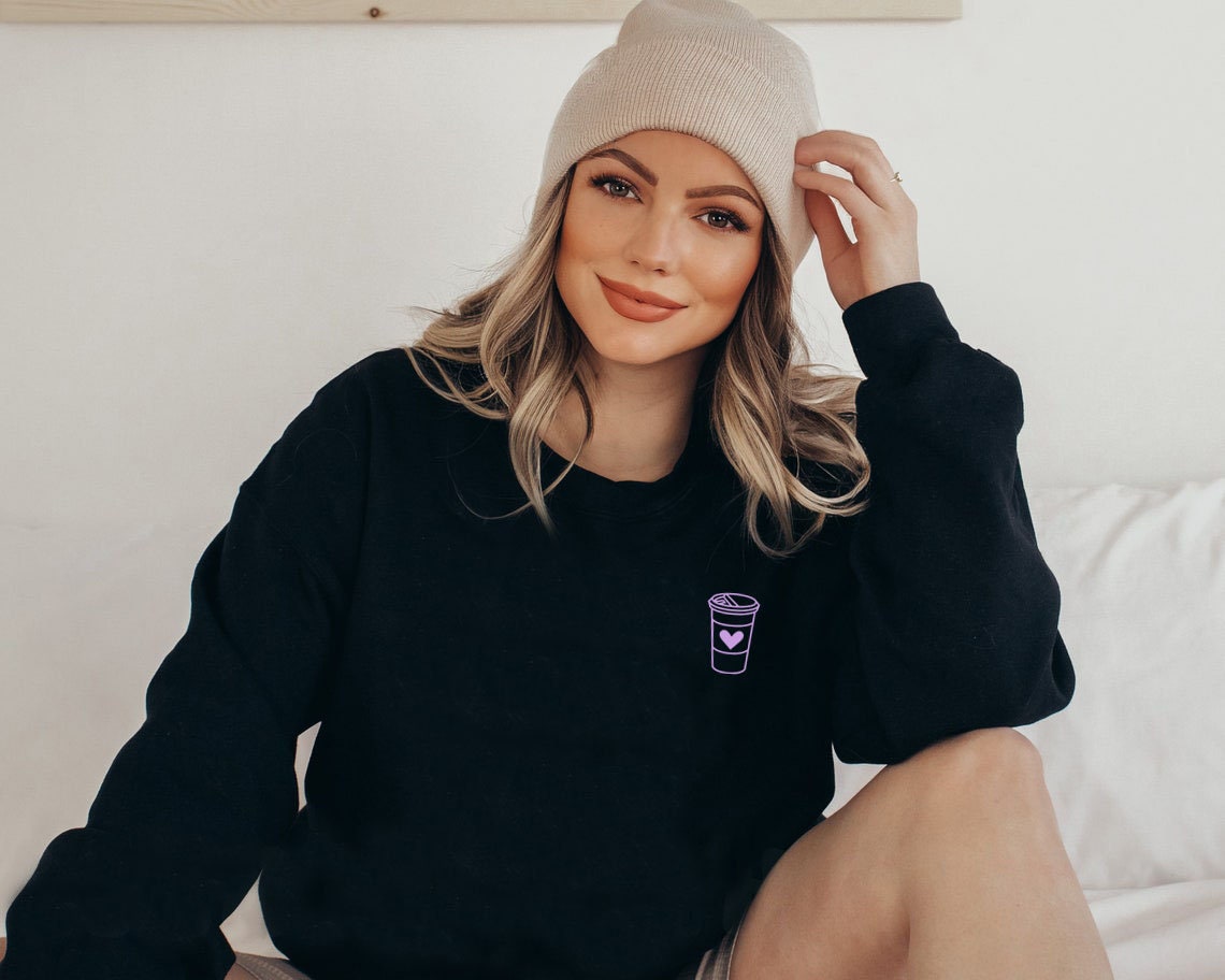 Cute Purple Icon Coffee Cup Unisex Sweatshirt Cute Purple Icon Coffee Cup Unisex Sweatshirt