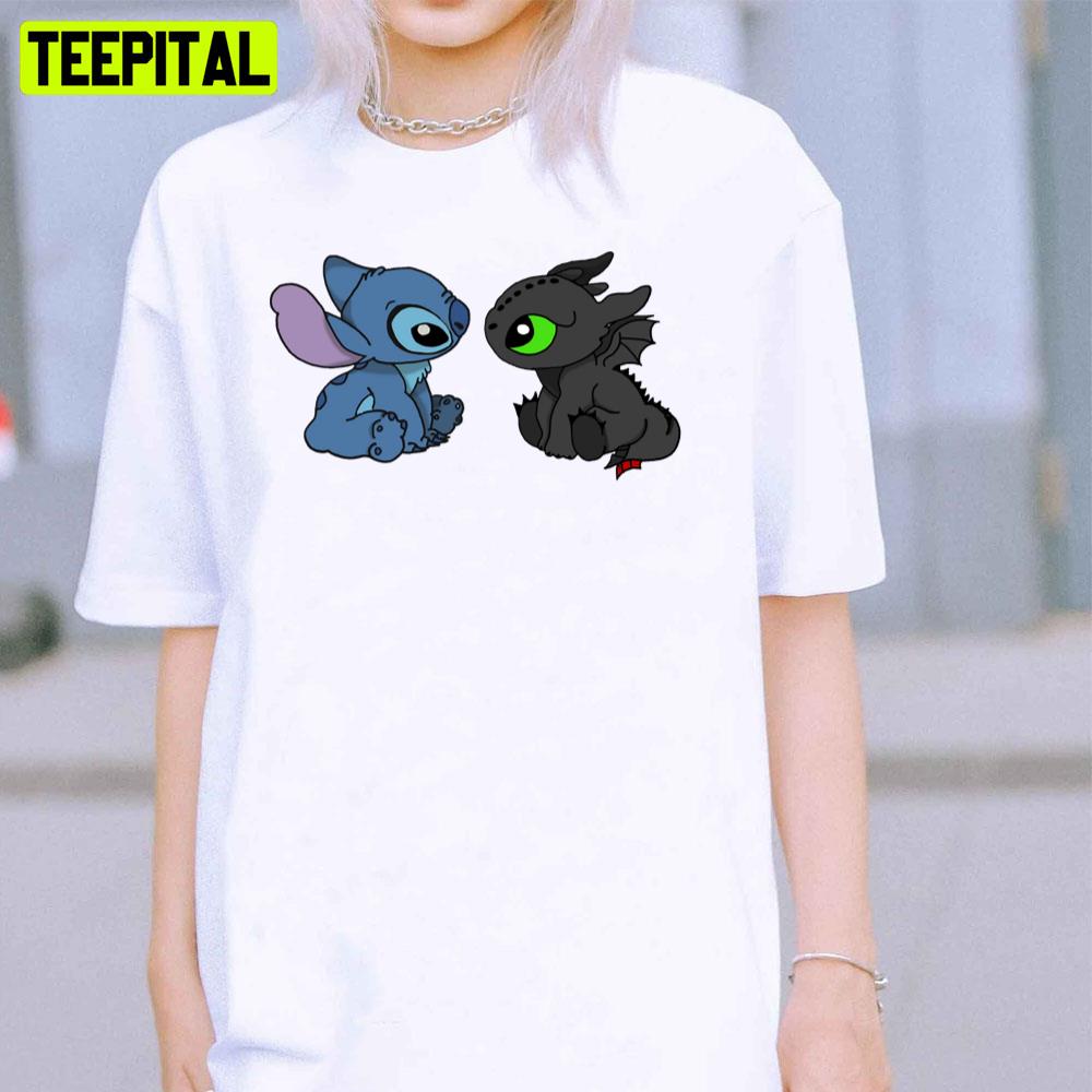 Cute Toothless And Stitch How To Train Your Dragon Unisex T-Shirt Cute Toothless And Stitch How To Train Your Dragon Unisex T-Shirt