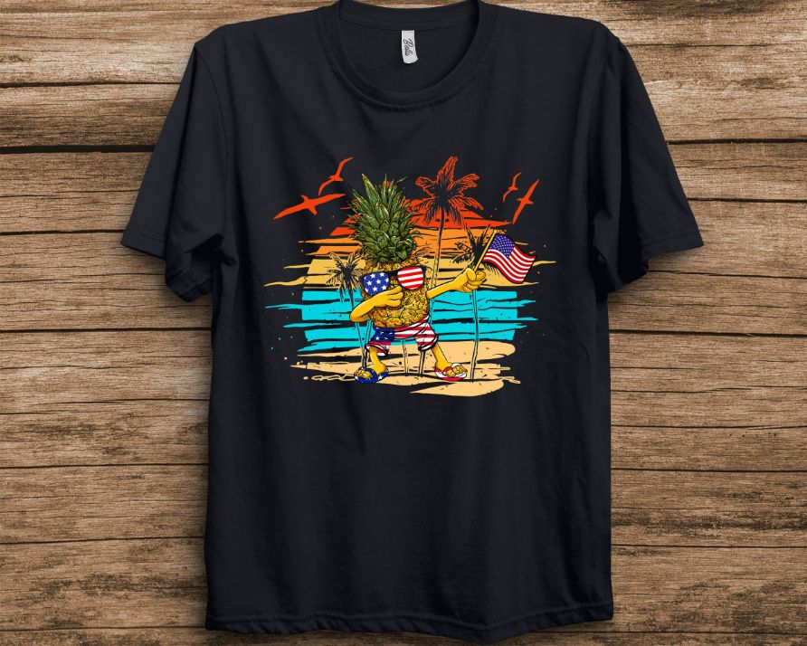 Dabbing Pineapple America Summer Vacation T-Shirt Dabbing Pineapple America Summer Vacation T-Shirt