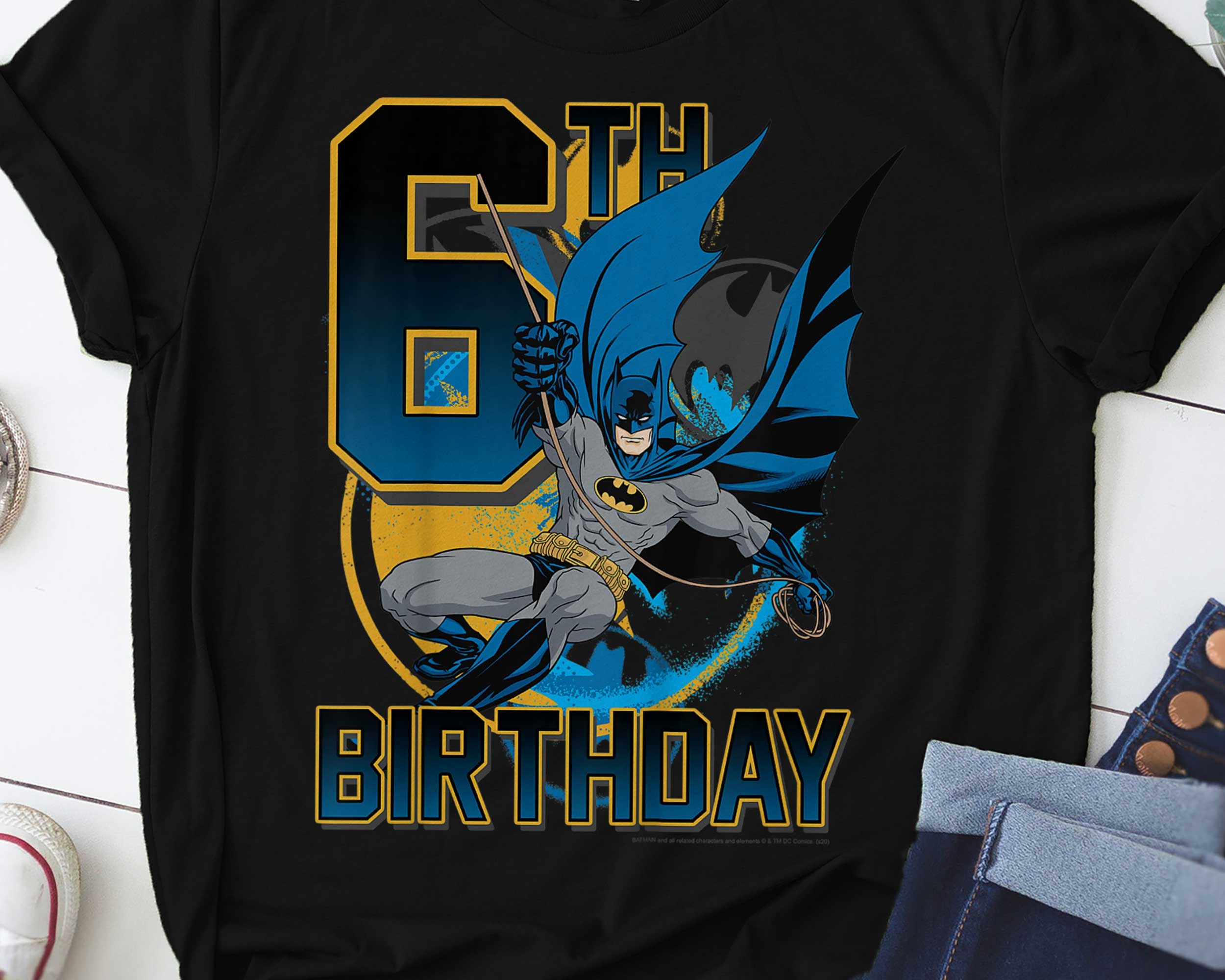 Dc Comics Batman Superhero Action Shot 6th Birthday Dc Comics Superhero Batman Unisex T-Shirt Dc Comics Batman Superhero Action Shot 6th Birthday Dc Comics Superhero Batman Unisex T-Shirt
