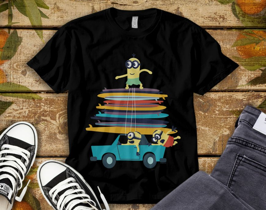 Despicable Me Minions Dave Kevin Stuart Summer Surf T-Shirt Despicable Me Minions Dave Kevin Stuart Summer Surf T-Shirt