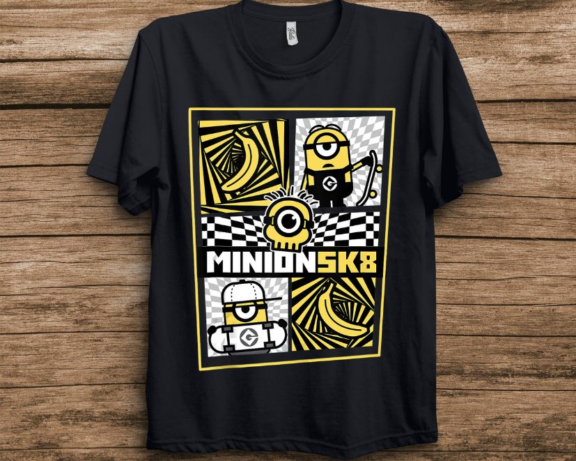 Despicable Me Minions SK8 Abstract Box Panel Logo T-Shirt Despicable Me Minions SK8 Abstract Box Panel Logo T-Shirt