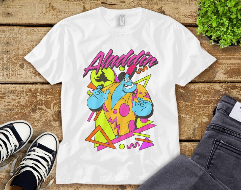 Disney Aladdin Genie 90s Style Portrait Unisex Tee Adult T-Shirt Disney Aladdin Genie 90s Style Portrait Unisex Tee Adult T-Shirt