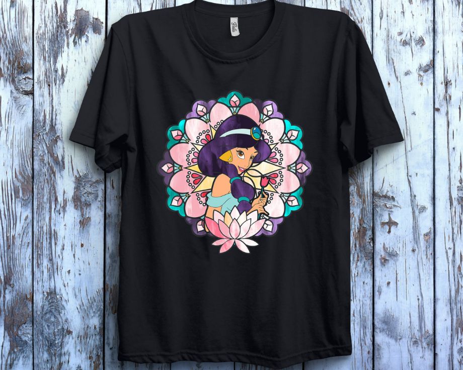 Disney Aladdin Jasmine Stained Glass Lotus Graphic T-Shirt Disney Aladdin Jasmine Stained Glass Lotus Graphic T-Shirt