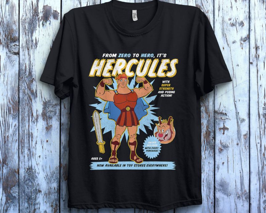 Disney Hercules Action Figure Poster T-Shirt Disney Hercules Action Figure Poster T-Shirt