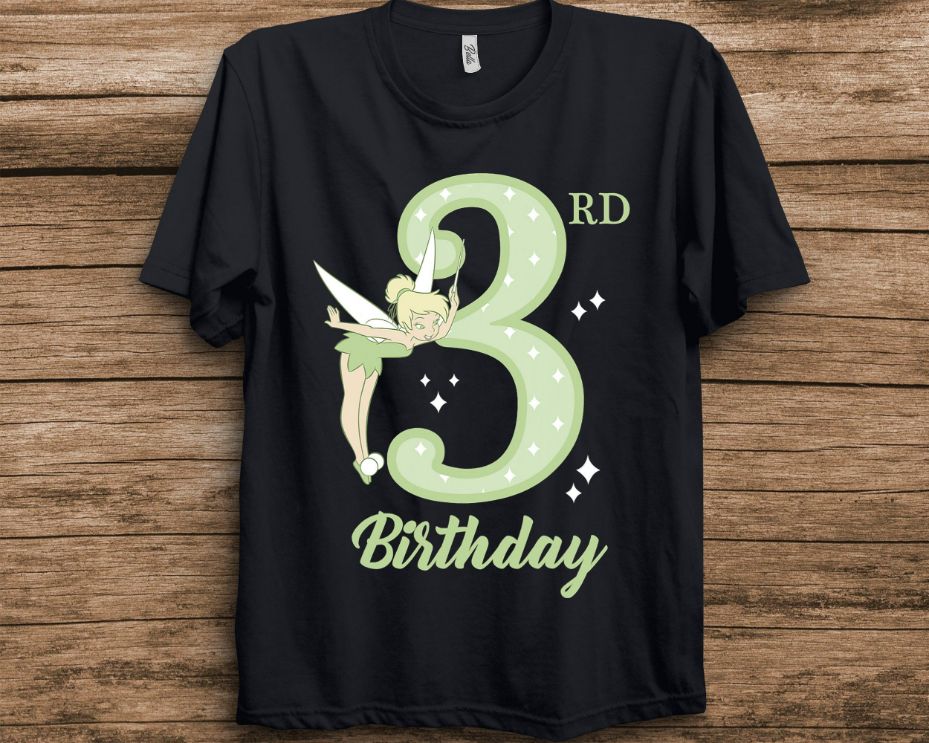 Disney Peter Pan 3rd Birthday Tinkerbell Portrait T-Shirt Disney Peter Pan 3rd Birthday Tinkerbell Portrait T-Shirt
