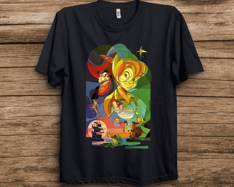 Disney Peter Pan Captain Hook Stained Glass Graphic T-Shirt Disney Peter Pan Captain Hook Stained Glass Graphic T-Shirt