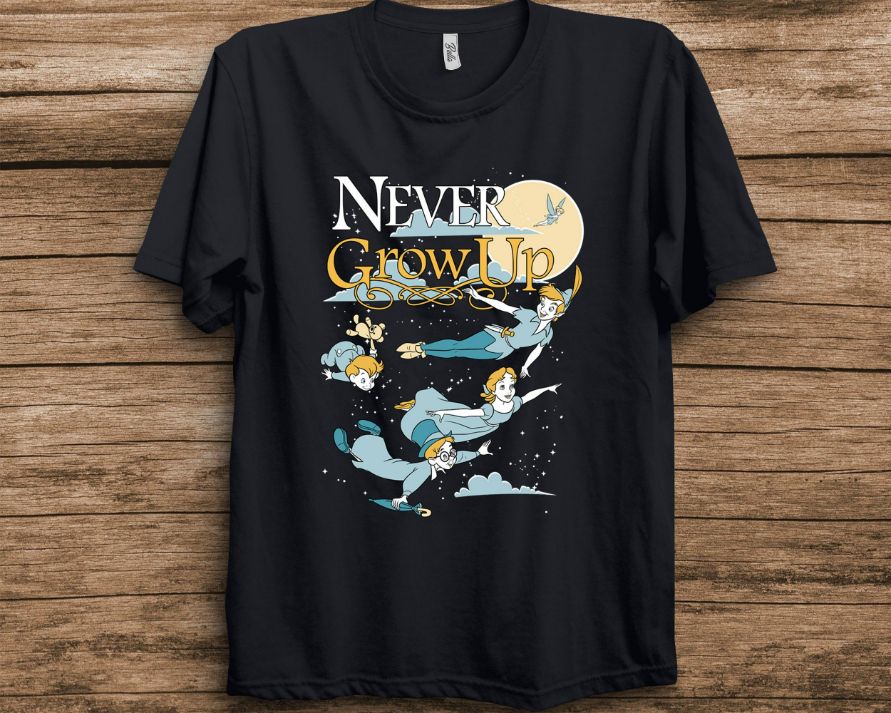 Disney Peter Pan Group Shot Never Grow Up Night Unisex T-Shirt Disney Peter Pan Group Shot Never Grow Up Night Unisex T-Shirt